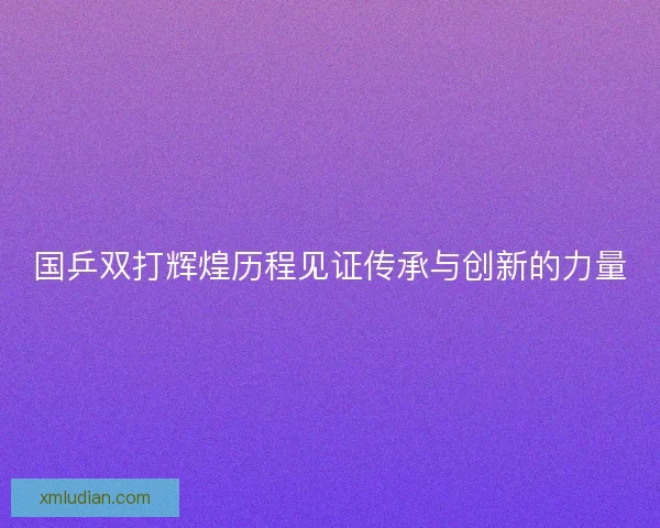 国乒双打辉煌历程见证传承与创新的力量
